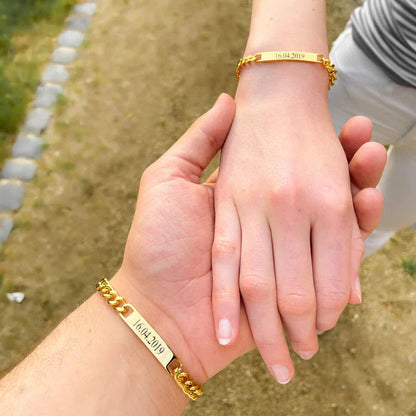 Couples Names Engraving Bracelet Set