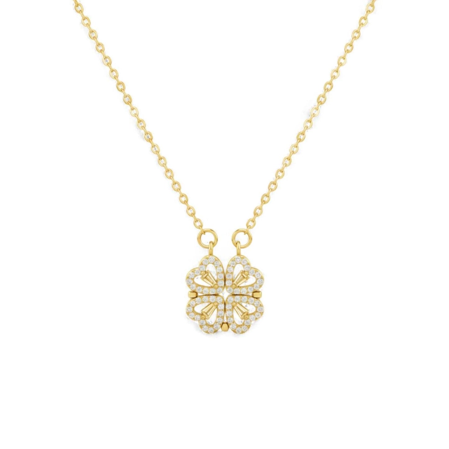 Clover 4 leaf Heart Magnet Necklace